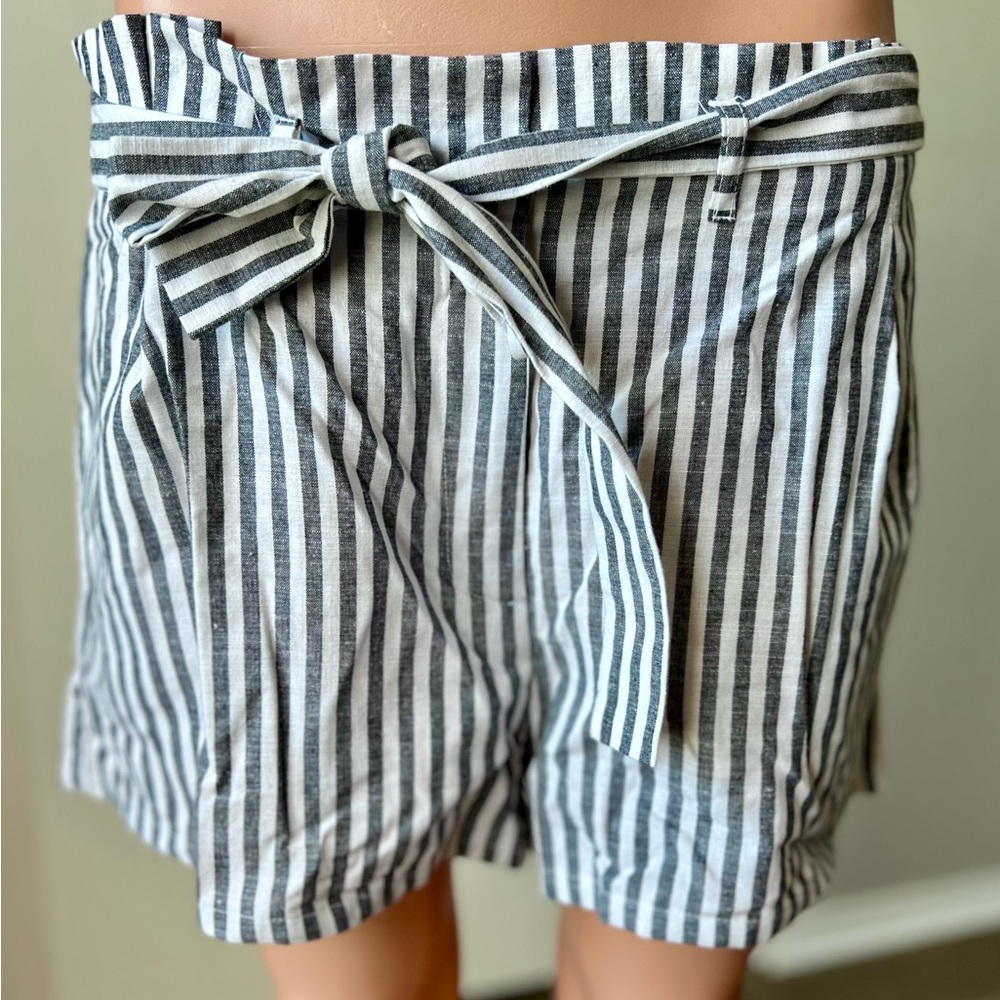 Love Tree Paper Bag Waist Striped Shorts